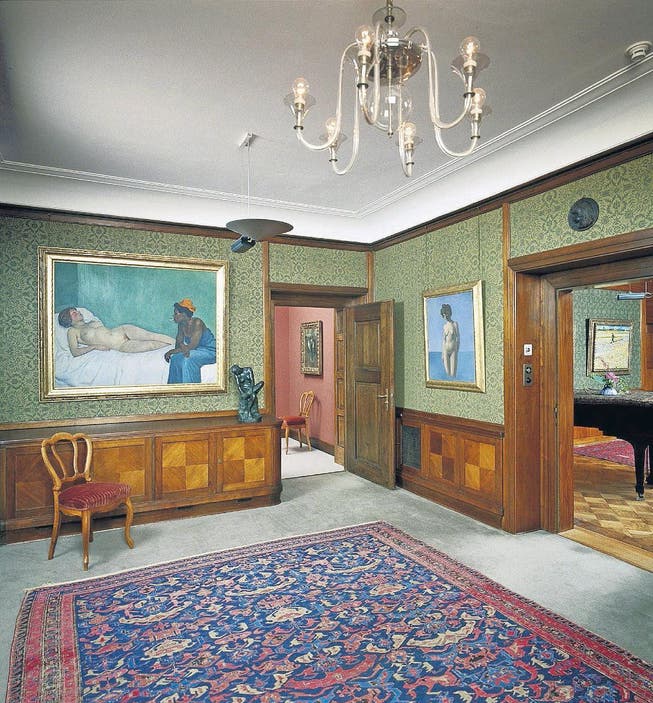 Blick in die ehemalige Bibliothek der Villa Flora mit Vallottons Meisterwerk «La Blanche et la Noire». (Bild: Villa Flora/Peter Engeler)