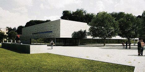 Die geplante Sporthalle soll im Spätsommer 2012 in Betrieb gehen. (Bild: Max Eichenberger)