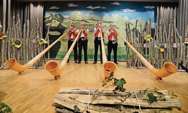 Die Wildhauser Alphornbläser bereichern die Bäuerinnentagung mit ihren Instrumenten aus Holz. (Bilder: Hansruedi Rohrer)