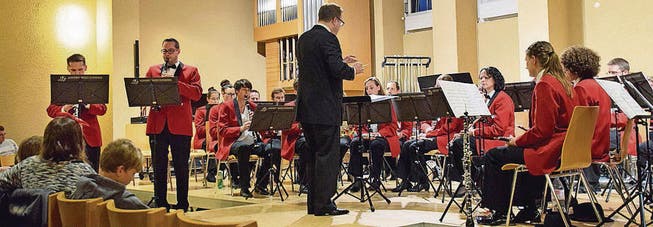 Der Musikverein Kradolf-Schönenberg bei seinem Auftritt im Kirchenzentrum Steinacker. (Bild: pd)