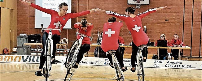 Die vier Kunstradfahrerinnen des VC Rheineck holten sich am Regio-Cup den Sieg. (Bild: PD)