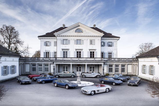 Das Schloss Eugensberg mit der Oldtimersammlung, die am 21. Mai am Rande der "Spa Classics" auf der Rennbahn "Circuit de Spa-Francorchamps" versteigert wird. (Bild: PD)