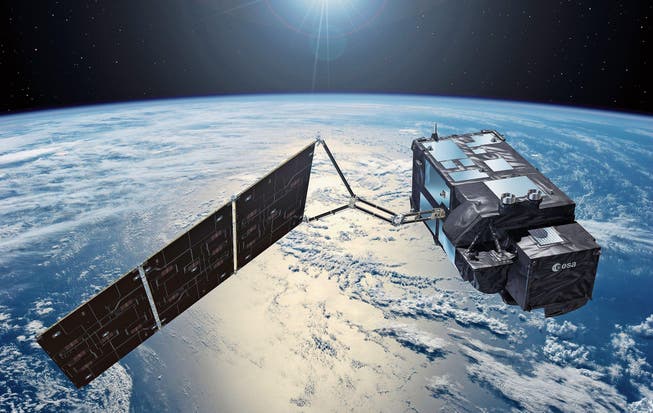 Der Satellit Sentinel-3: Er liefert nicht nur Satellitenbilder auf die Erde, sondern die am EU-Programm teilnehmenden Staaten erhalten Informationen zur Luftqualität und Bodenfeuchte. Die Informationen können auch bei der Warnung vor Naturgefahren hilfreich sein. (Bild: ESA)