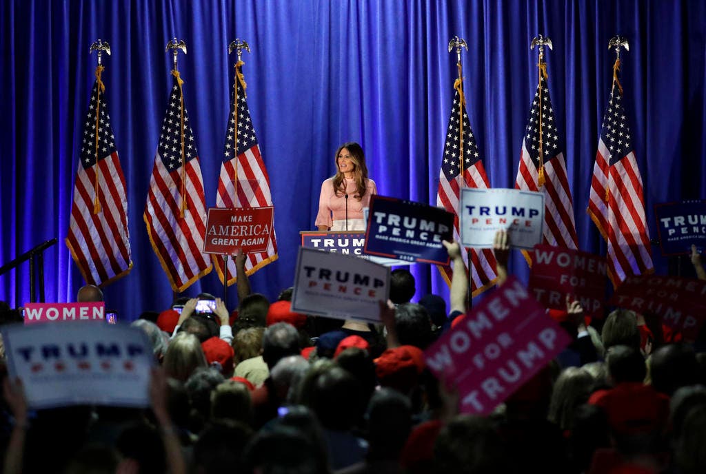 Melania Trump an einer Wahlveranstaltung ihres Mannes Donald. (Bild: Keystone)