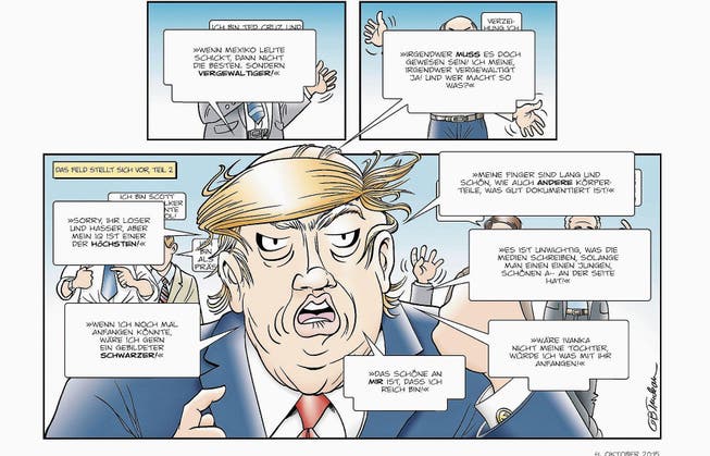 Ein Grossmaul: Pointiert wird Trump in Bild und Text charakterisiert. (Bild: Splitter Verlag)