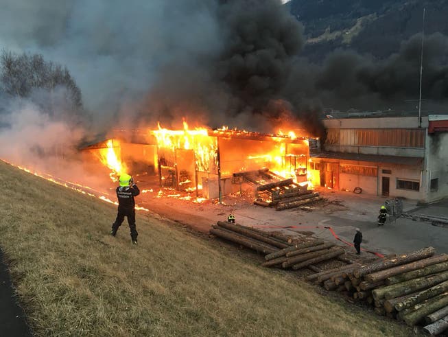 Brand im Industriegebiet. (Bild: Liechtensteiner Landespolizei)