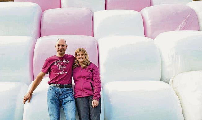 Rolf Trachsel und Regula Marti setzen sich für die Aktion von «Pink Ribbon» ein. (Bild: Donato Caspari)