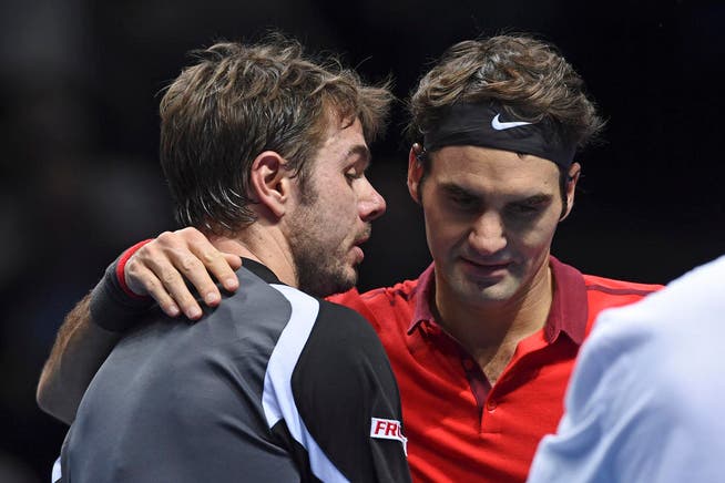 Schweizer Tennishelden: Stan Wawrinka (links) und Roger Federer. (Bild: TIM IRELAND (AP))