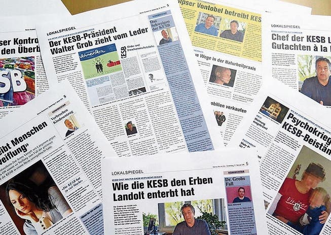 Schlagzeilen der «Obersee Nachrichten» über angebliche Verfehlungen der Kesb Linth. (Bild: SRF)