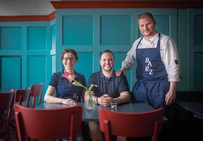 Die drei vom St. Galler Restaurant «Barz» (v. l.): Lenka Schenk, Nicola Spimpolo, Markus Schenk. (Bild: Benjamin Manser)