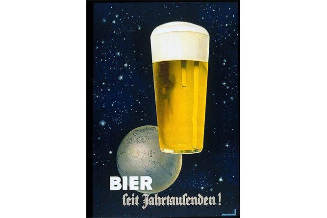 Das Plakat aus dem Jahr 1938 geht vom Bier quasi als Naturgesetz, als Bestandteil des Universums aus. (Bild: SBV)