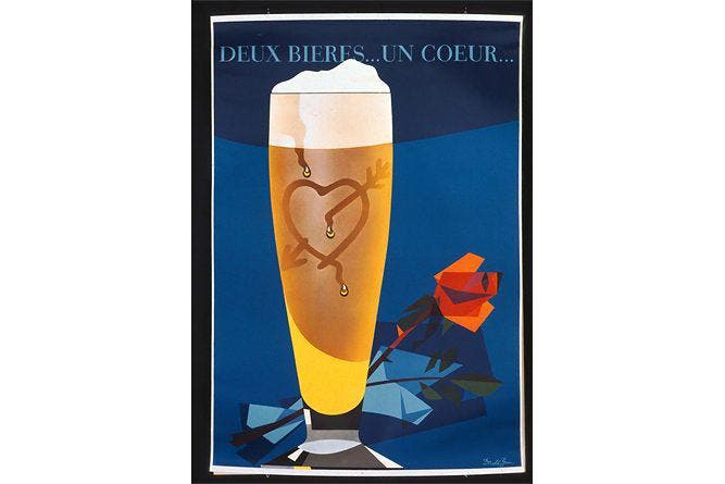 Zwei Biere, ein Herz: Darstellung von hellem und dunklem Bier aus dem Jahr 1959. (Bild: SBV)