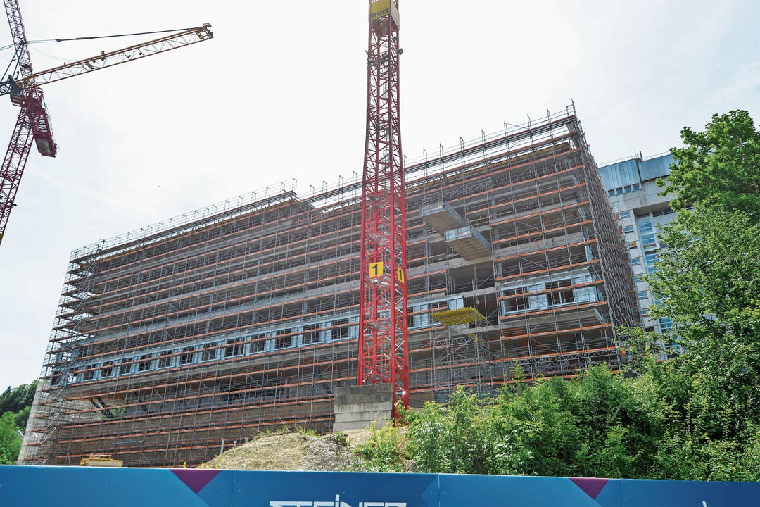 Der Schaden ist sofort behoben worden: Baustelle des neuen Thurgauer Kantonsspitals in Frauenfeld. (Bild: Donato Caspari)