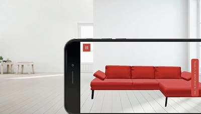 Virtuelles Sofa im Wohnzimmer