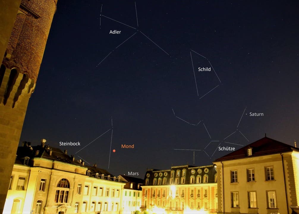 Place du Château in Lausanne. Linien der Sternbilder eingezeichnet. (Leserbild: Roger Getzmann)