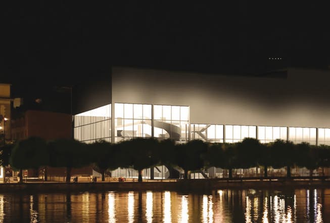 So könnte der gläserne Neubau beim Luzerner Theater aussehen (Visualisierung: Bosshard &amp; Luchsinger)