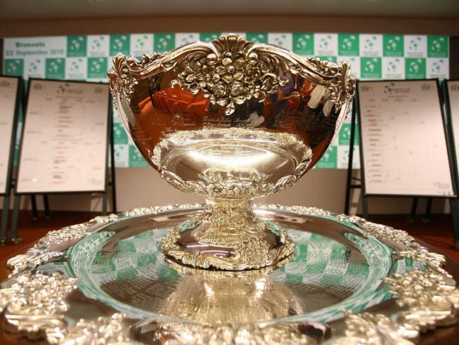 Die begehrte Trophäe im Davis Cup auch als «hässlichste Salatschüssel der Welt» bekannt (Bild: KEYSTONE/EPA/JULIEN WARNAND)
