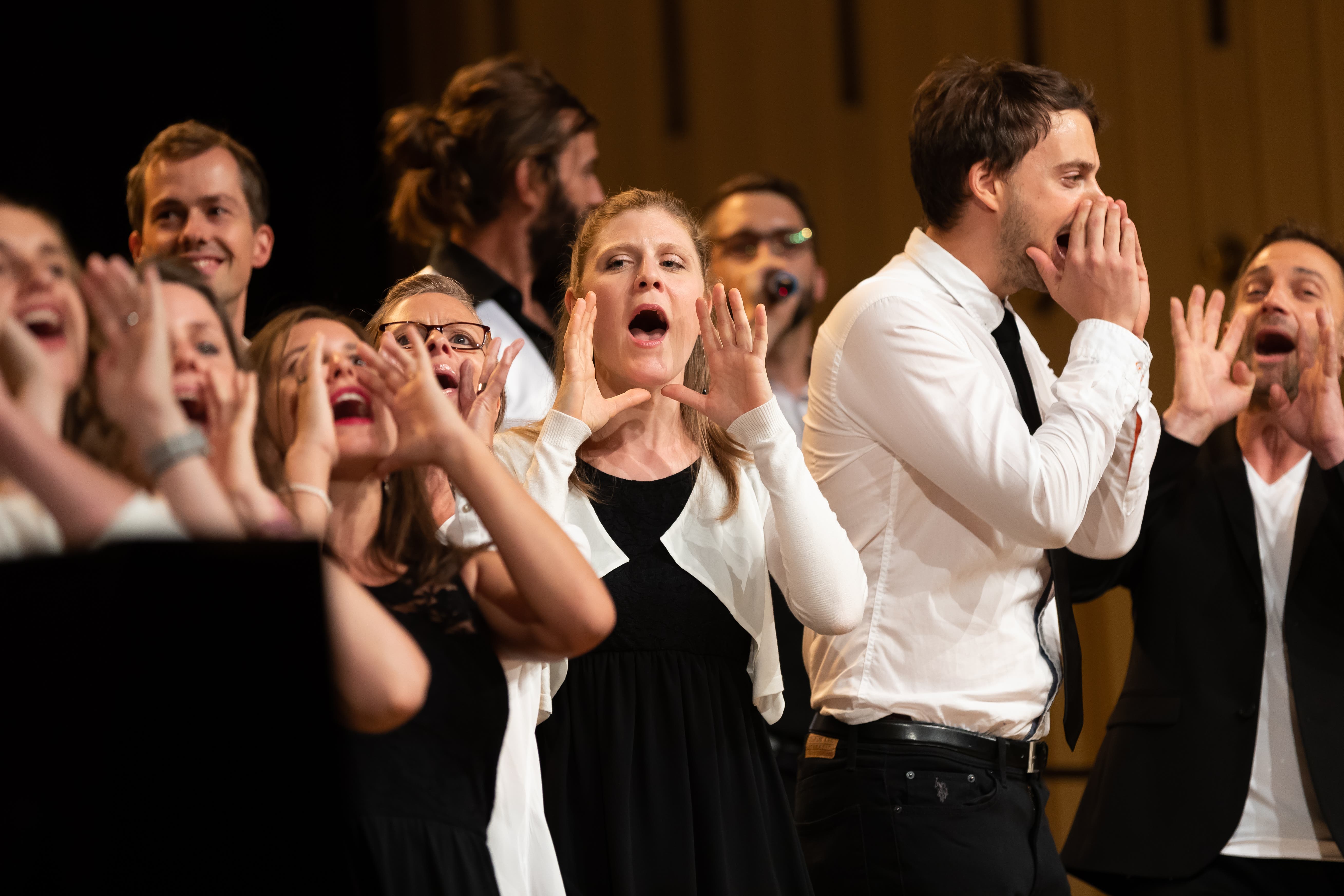 Der A-Cappello Pop Chor sang auf der Bühne im Theater Casino Zug auf der Bühne.(Bild: Roger Zbinden (Zug, 15. September 2018))