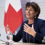 Bundesrätin Doris Leuthard an der Pressekonferenz zu ihrem Rücktritt. (Key/Antony Anex (Bern, 27. September 2018))