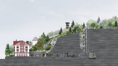 Neben dem Schweizerhaus entsteht der Felsweg mit Schacht zum Aussichtsturum. (Visualisierung PD)