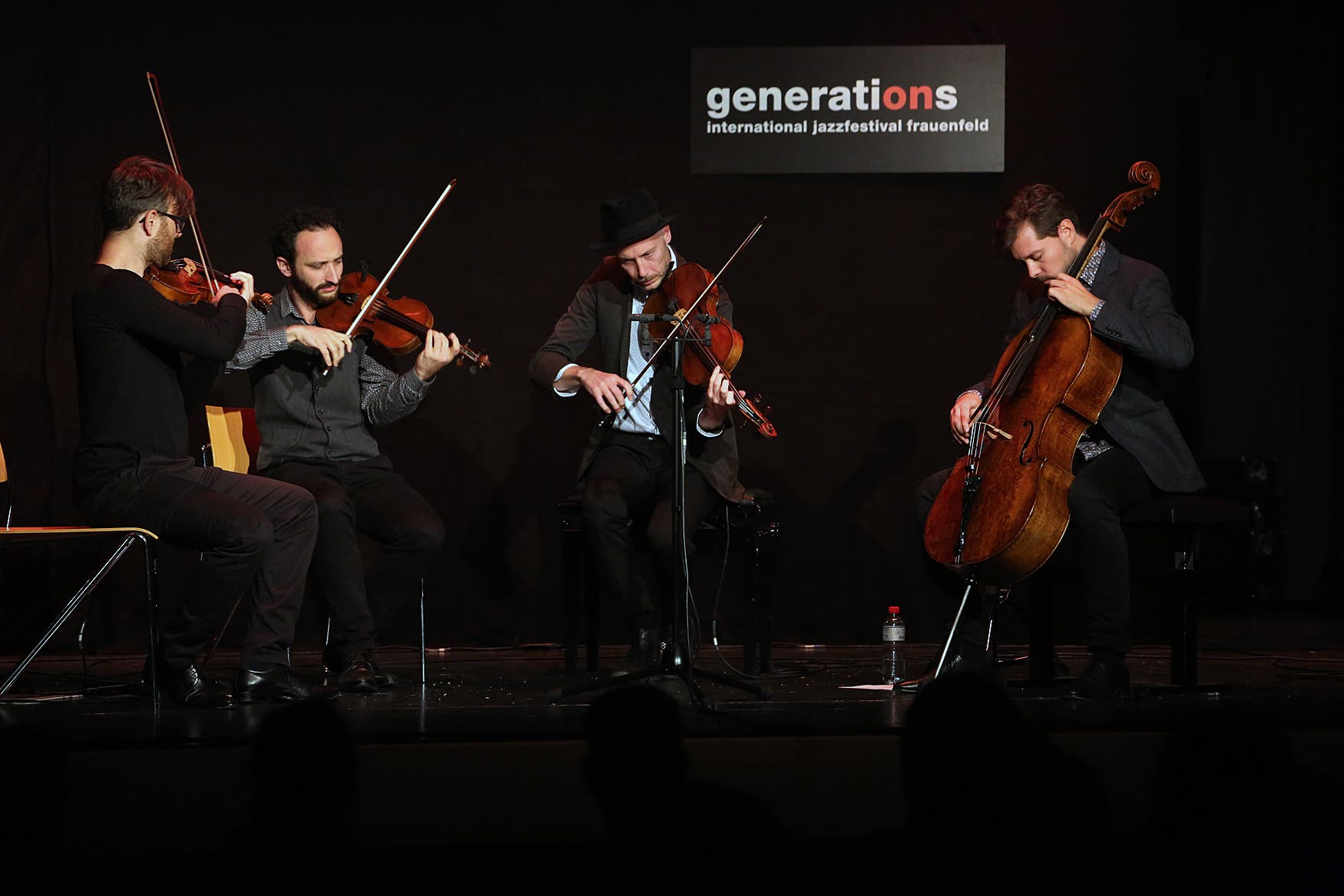 Das Kaleidoscope String Quartet in der Kantiaula. (Bild: Chris Marty/frauenfeld-events.ch)