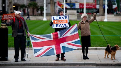 Brexit-Befürworter in London. (Bild: EPA/WILL OLIVER)