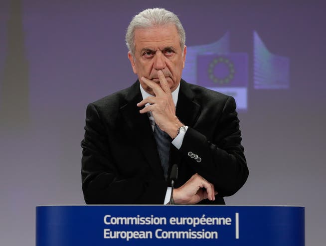 EU-Migrationskommisar Dimitris Avramopoulos in Brüssel. (Bild: Keystone/EPA/STEPHANIE LECOCQ, 23. Januar 2019)