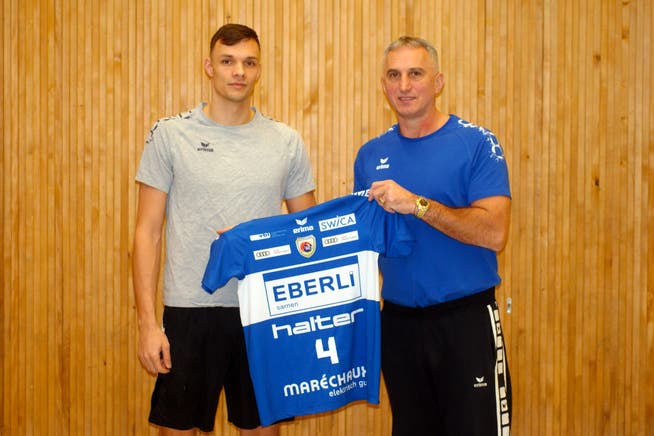 Hleb Harbuz (links) zusammen mit Trainer Goran Perkovac (Bild: PD)