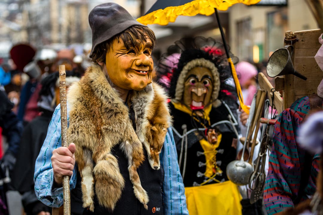 Die Masken zeigen von verschmitzt bis erstaunt alle möglichen Gesichtsausdrücke. (Bild: Manuela Jans-Koch, Kriens, 26. Januar 2019)