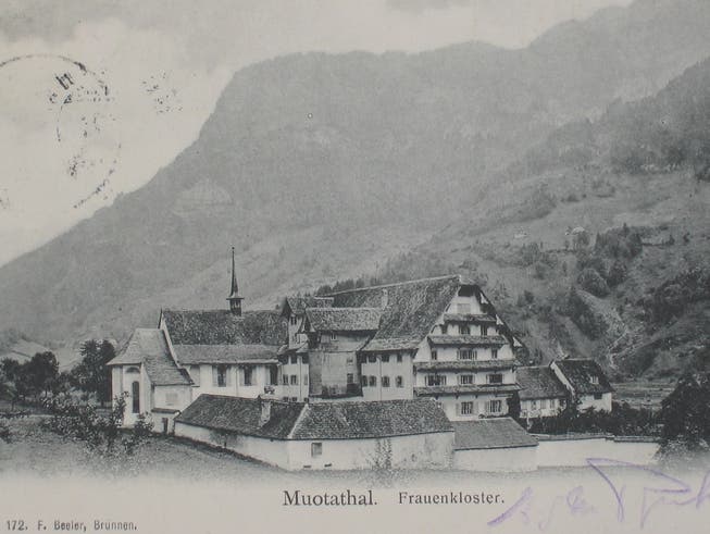 Das Muotathaler Frauenkloster mit einem Poststempel vom 9.5.1927. (Bild: PD, ETH Bibliothek Zürich)