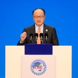 World Bank President Jim Yong Kim speaks at the opening ceremony for the first China International Import Expo (CIIE) in Shanghai, Monday, Nov. 5, 2018. (Aly Song/Pool Photo via AP)