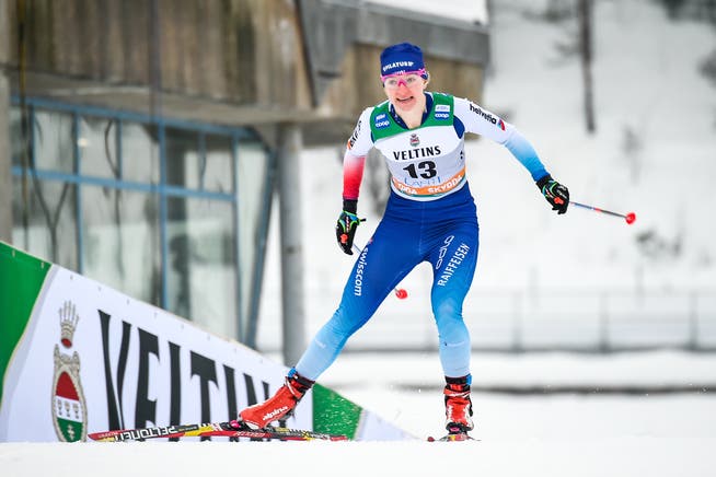 Nadine Fähndrich im Einsatz im Weltcupsprint in Lahti. (Bild: Markku Ojala/EPA, 9. Februar 2019)