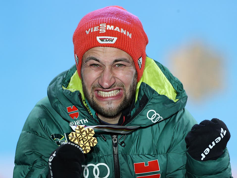 Skispringer Markus Eisenbichler gewann schon zweimal Gold und könnte zum König von Seefeld avancieren (Bild: KEYSTONE/APA/APA/GEORG HOCHMUTH)