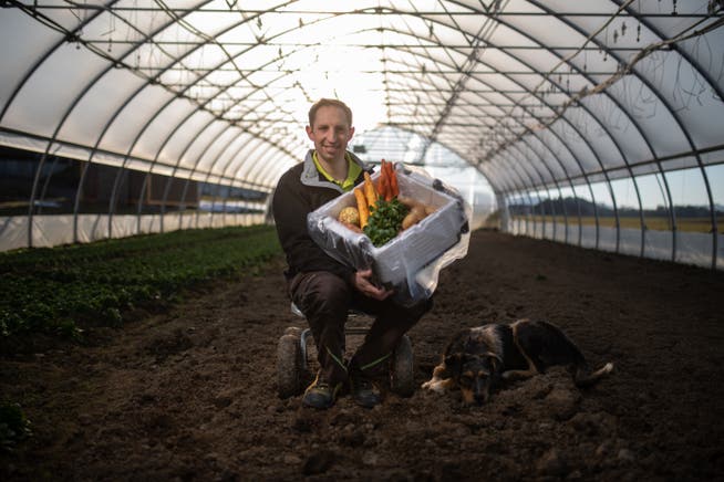 Landwirt Markus Bernhardsgrütter bringt sein Gemüse in Styroporboxen direkt zum Kunden. (Bilder: Benjamin Manser)