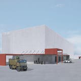 So soll der neue Container-Stützpunkt in Emmen aussehen. (Visualisierungen: PD/VBS)