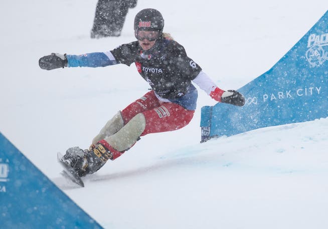 Die Schweizer Snowboarderin Julie Zogg auf dem Weg zu WM-Gold. Bild:(EPA/George Frey (Park City, 5. Februar 2019))