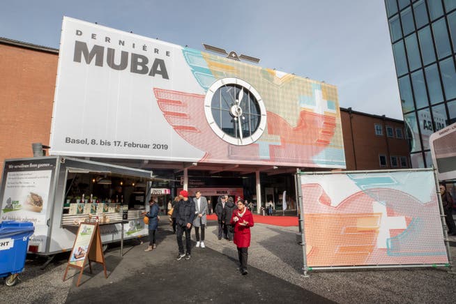 Eingang zur MUBA Baasel, fotografiert anlaesslich der letzten MUBA Eroeffung nach 103 Jahren MUBA, am Freitag, 8. Februar 2019 bei der Messe Basel.(KEYSTONE/Patrick Straub)