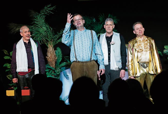 Die «Screaming Potatoes»: Jimmy Muff (von links), Thomas Inglin, Christian Peter Meier und Christof Buri. (Bild: Stefan Kaiser (Zug, 14. März 2019))