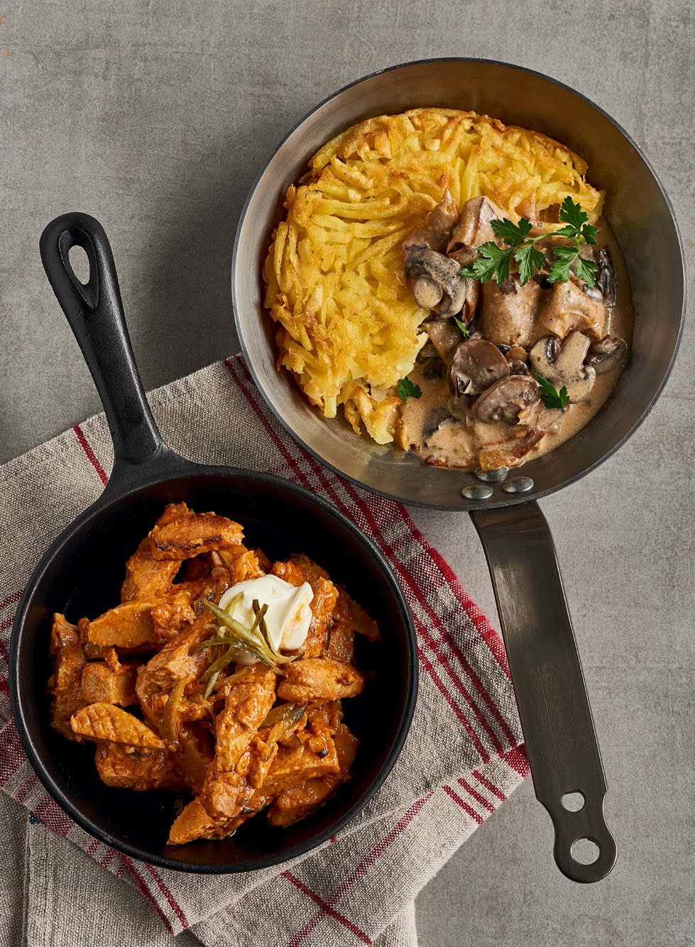 Rezept - Züri-Geschnetzeltes mit Seitan, Crispy Tofu und Gemüse-Paella