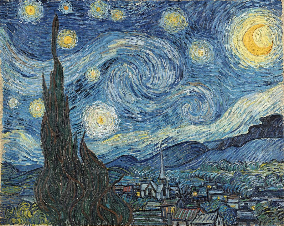 Vincent van Gogh, Sternennacht, 1889, Öl auf Leinwand (Bridgeman Images)