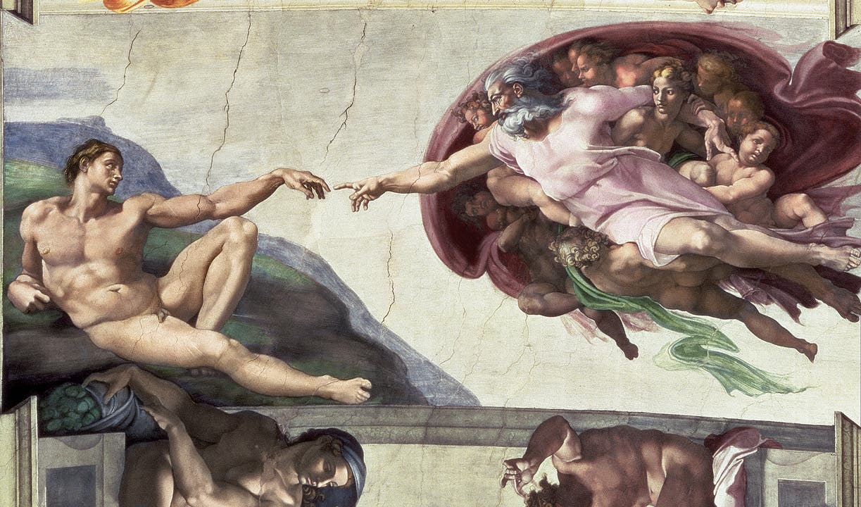 Michelangelo, «Die Erschaffung Adams», 1508-1512, Fresko (Bridgeman Images)