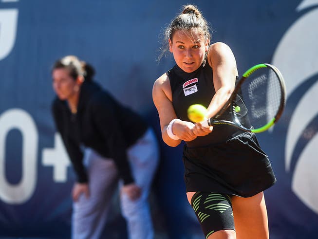 Aller Einsatz nützte nichts: Ylenia In-Albon verlor ihre erste Partie im Hauptfeld eines WTA-Turniers in Lugano (Bild: KEYSTONE/TI-PRESS/ALESSANDRO CRINARI)