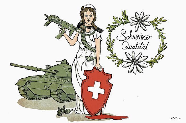 Karikatur zum Thema Waffenexporte (2014, «Bündner Tagblatt»). (Bilder: PD)