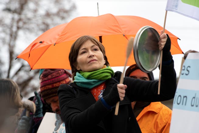 Grünen-Präsidentin Regula Rytz an einer Klimademo. (Bild: Keystone)