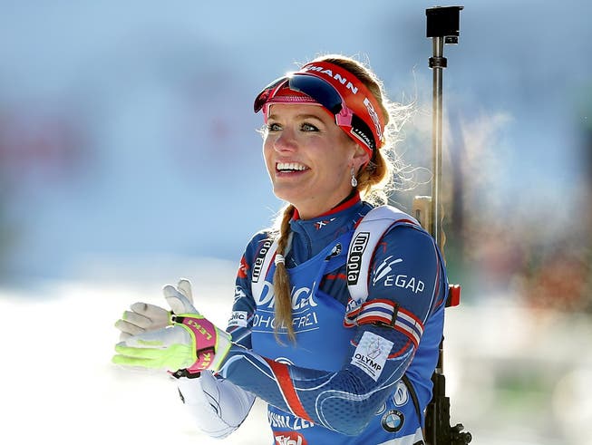 Während Jahren eines der strahlendsten Gesichter der Biathlon-Szene: Nun beendet Gabriela Koukalova ihre Karriere (Bild: KEYSTONE/EPA/LISI NIESNER)