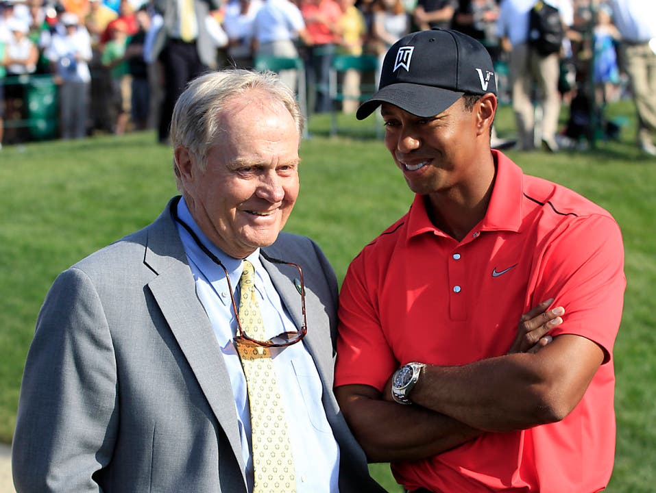 Die Besten unter sich: Rekordhalter Jack Nicklaus und Verfolger Tiger Woods (Bild: KEYSTONE/AP/TONY DEJAK)