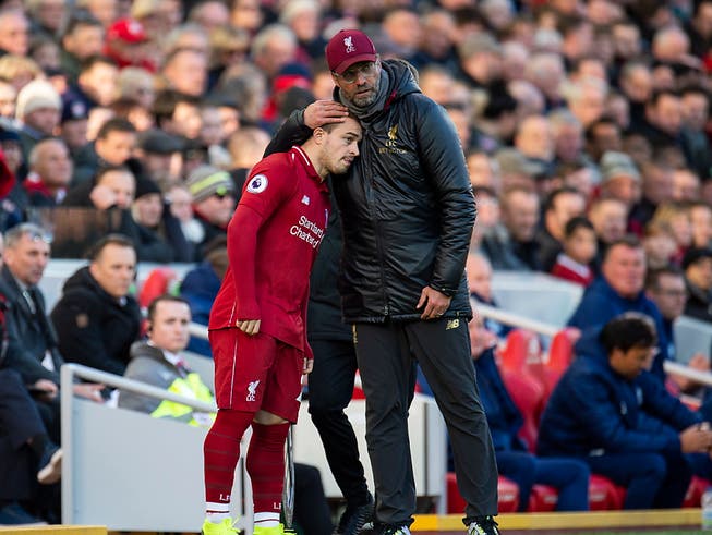 Xherdan Shaqiri und Jürgen Klopp treten mit Liverpool als Favorit zum Champions-League-Final gegen Tottenham Hotspur an (Bild: KEYSTONE/EPA/PETER POWELL)