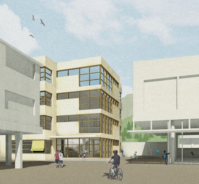 So könnte der Neubau des Schulhauses Hofmatt 4 aussehen. (Visualisierung: PD)