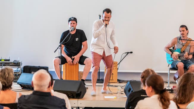 Weibello and the Gang, Rap aus dem Kanton Zug, an der Jubilaeumsfeier 15 Jahre PH Zug. (Bild: Patrick Huerlimann, Zug, 29. Juni 2019)