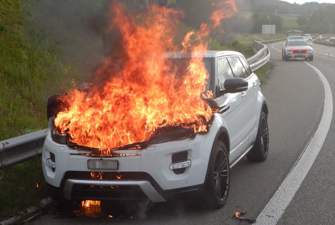 Kurz vor der Ausfahrt Münchwilen kam es am Auto zum Brand. (Bild: Kapo TG)